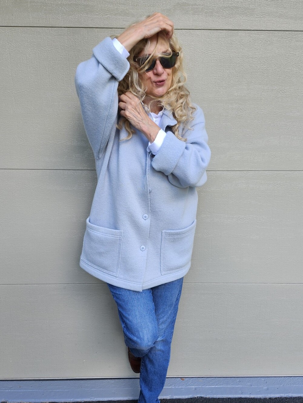 Terre & Mer Vintage Nice Cond/Pro Clean Wool Cardigan/Sweater Coat, L-XL, $65